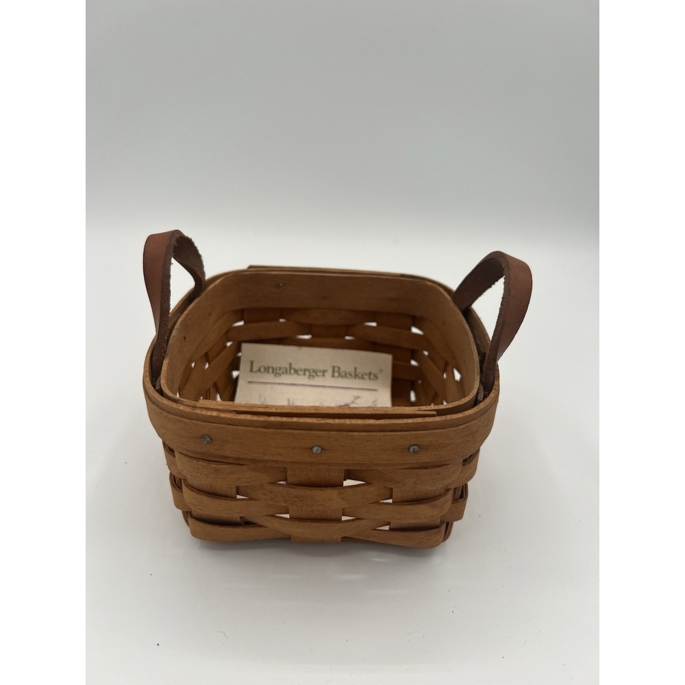 🌿 Longaberger 1991 Sweet Basil Basket – Leather Handles – Vintage & Rare
